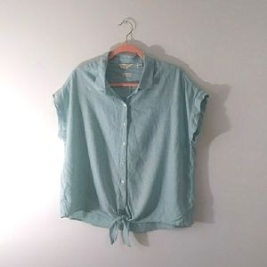 Washable Linen Tie Waist Blouse